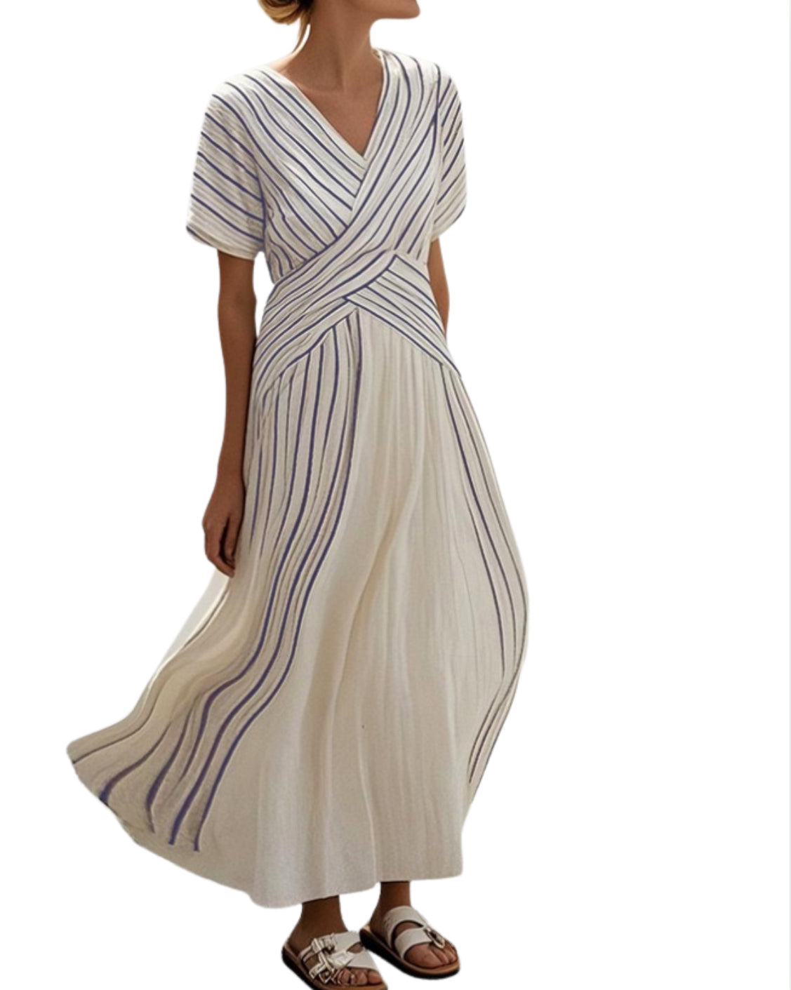 Women’s Elegant Stripe Print Maxi Dress