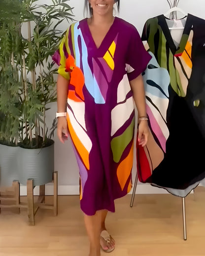 Ailsa – Vestido Casual con Estampado Colorido de Hojas