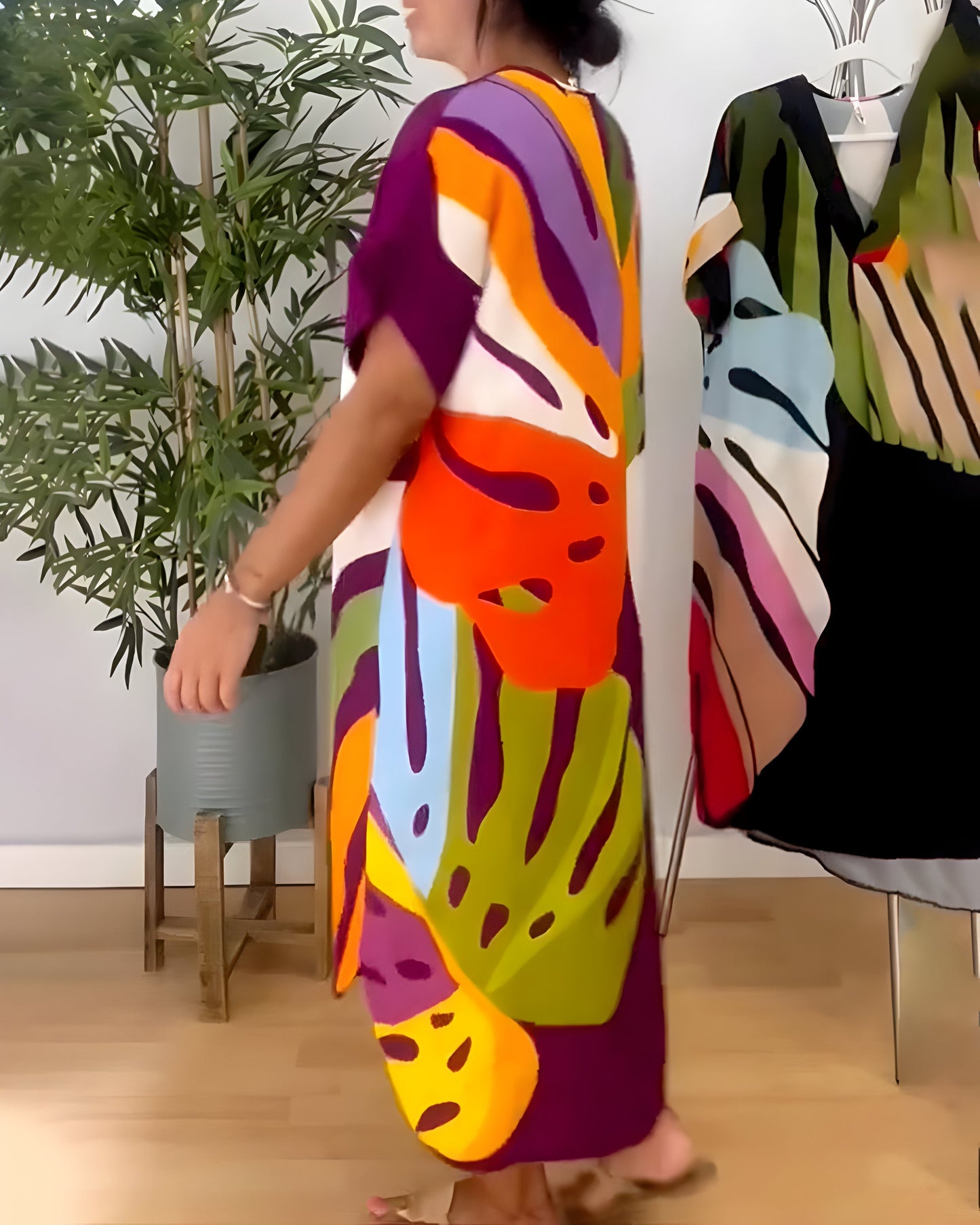Ailsa – Vestido Casual con Estampado Colorido de Hojas