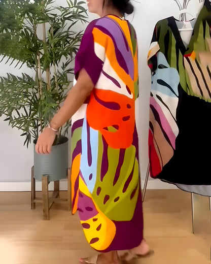 Ailsa – Vestido Casual con Estampado Colorido de Hojas