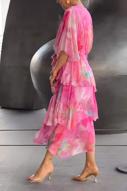 Nysa – Vestido de Gasa con Volantes Florales de Primavera