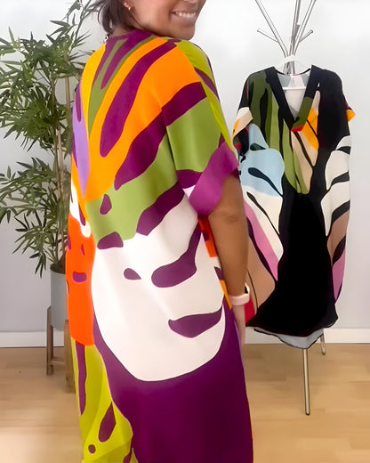 Ailsa – Vestido Casual con Estampado Colorido de Hojas