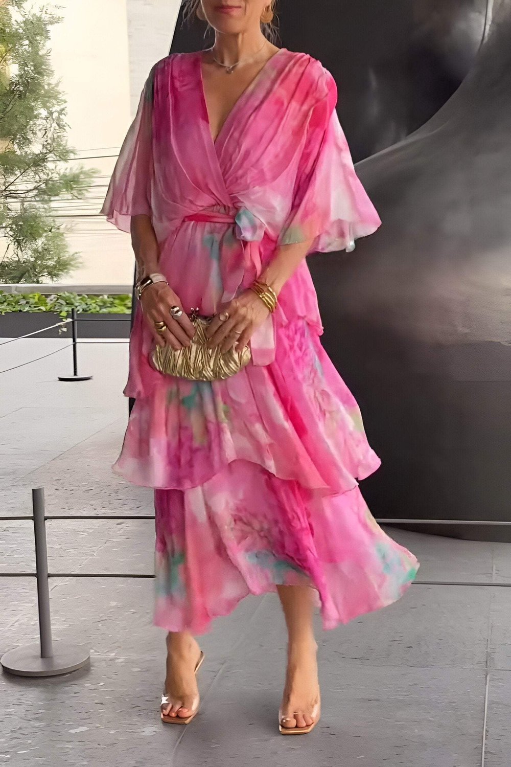 Nysa – Vestido de Gasa con Volantes Florales de Primavera