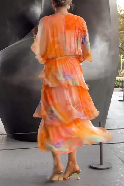 Nysa – Vestido de Gasa con Volantes Florales de Primavera