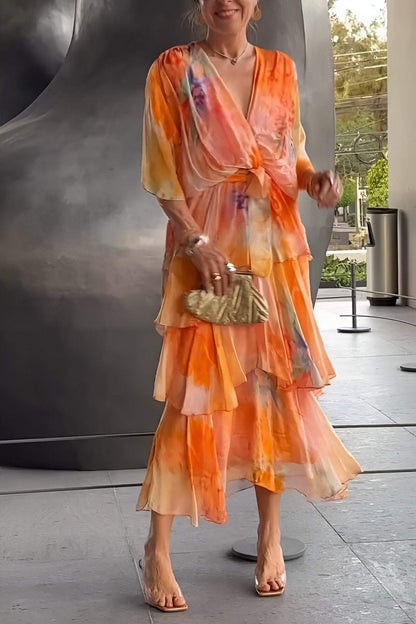 Nysa – Vestido de Gasa con Volantes Florales de Primavera