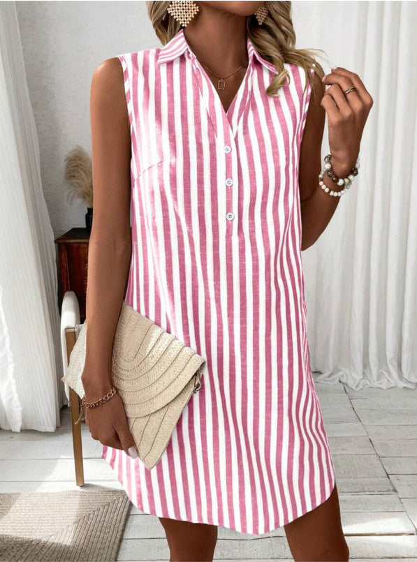Annie™ - VESTIDO CAMISERO A RAYAS ELEGANTE CON SILUETA FAVORECEDORA