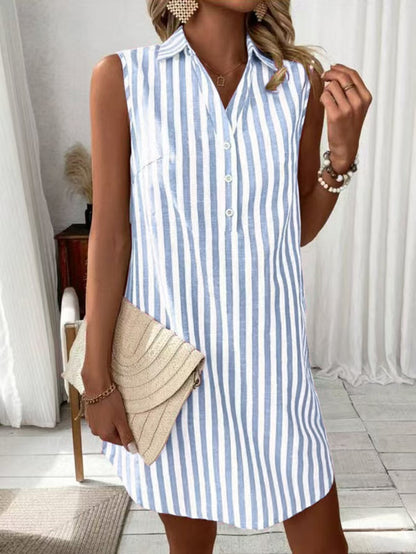 Annie™ - VESTIDO CAMISERO A RAYAS ELEGANTE CON SILUETA FAVORECEDORA