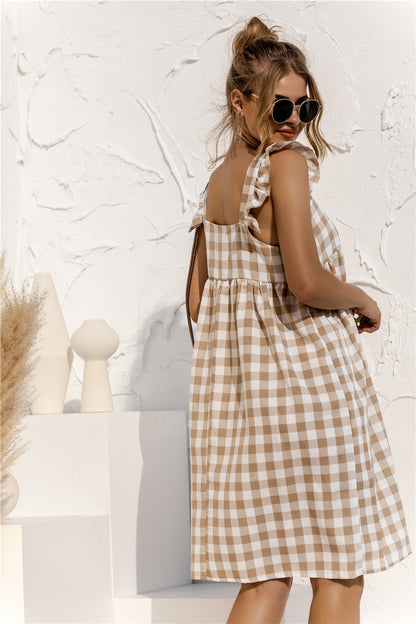 Gingham Ruffle Sleeve Dress