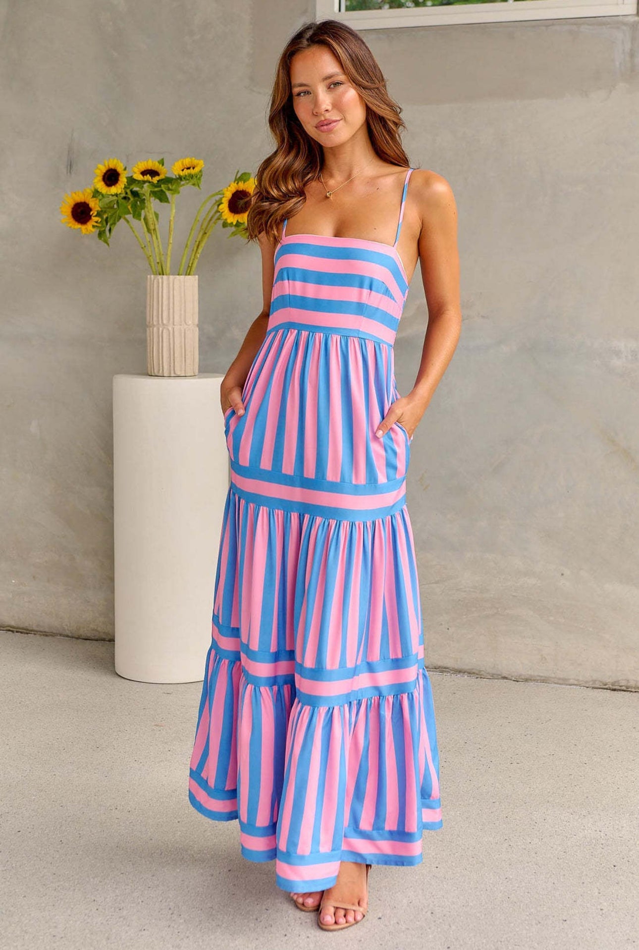 SUNSET STRIPES MAXI DRESS