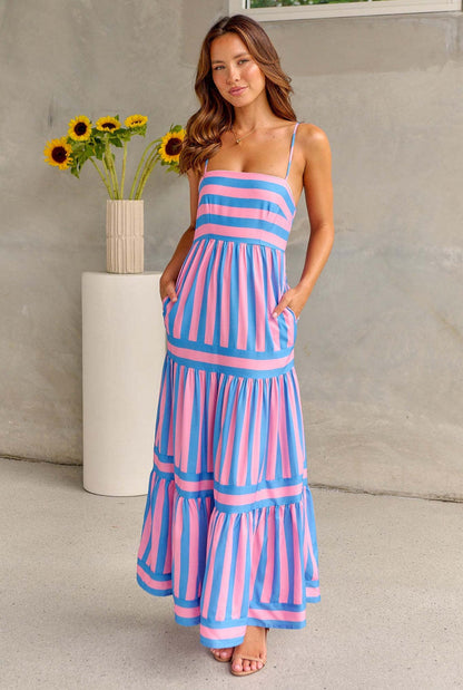 SUNSET STRIPES MAXI DRESS