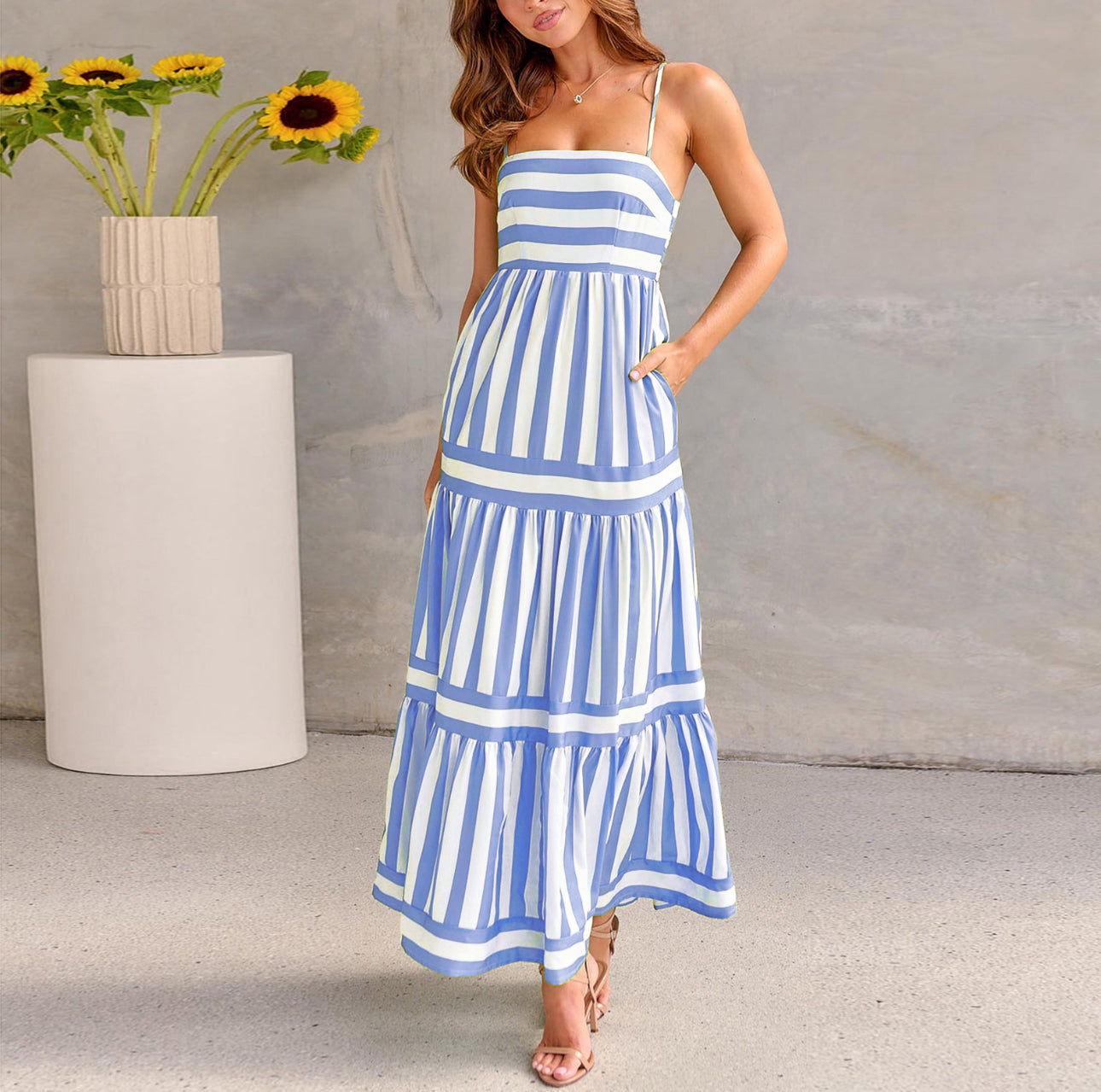SUNSET STRIPES MAXI DRESS