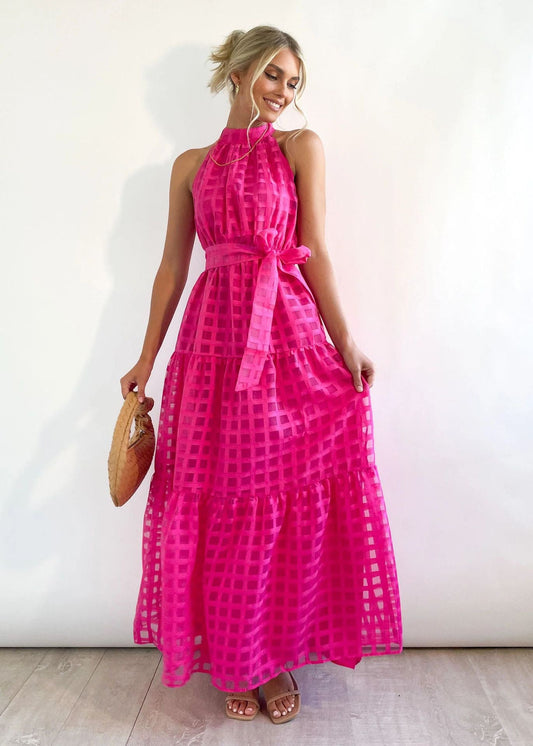 ZERA | PATTERNED FABRIC PUFF SLEEVE MIDI DRESS.