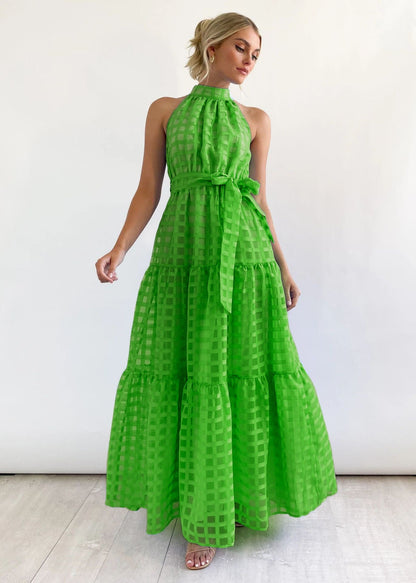 ZERA | PATTERNED FABRIC PUFF SLEEVE MIDI DRESS.