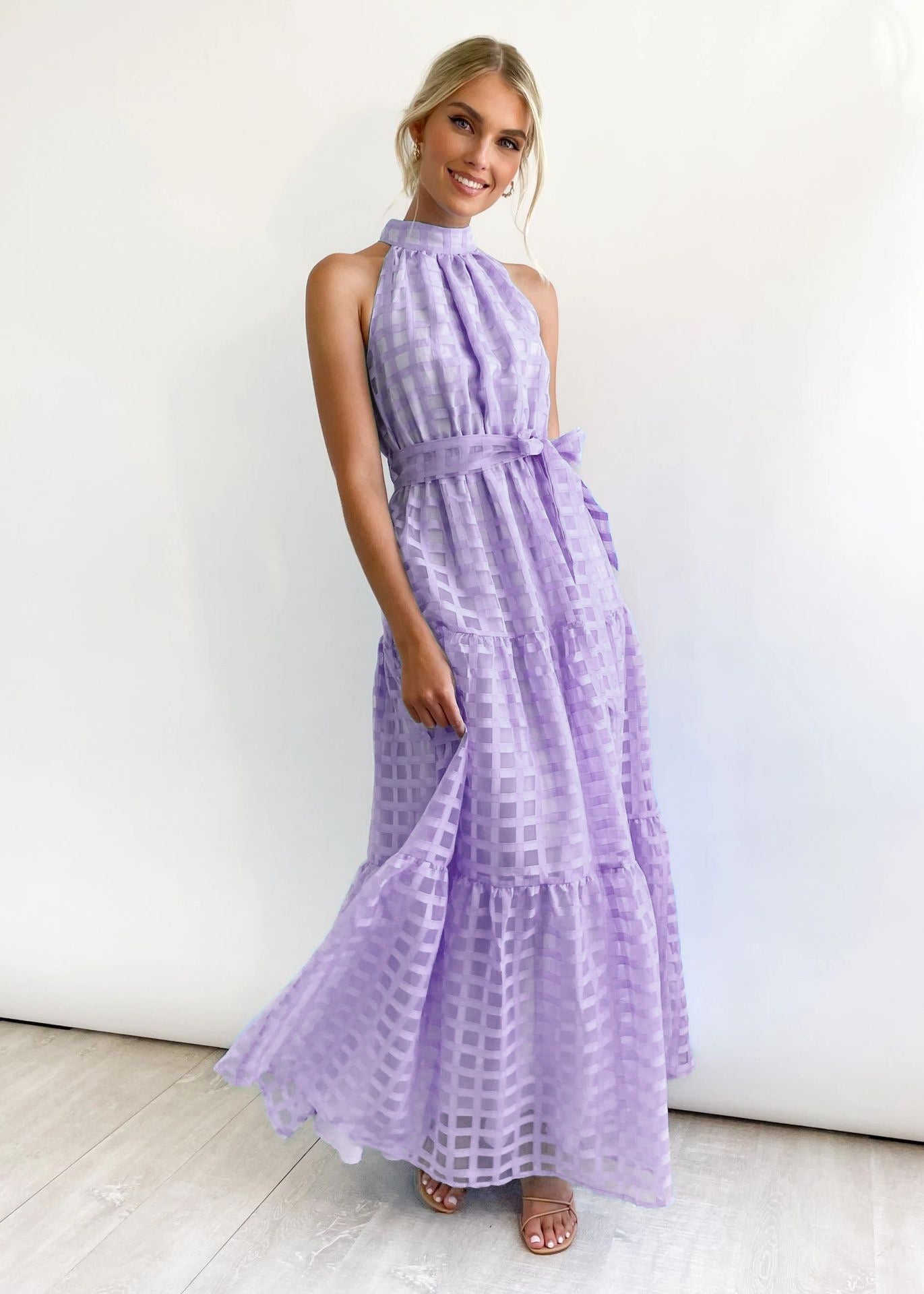 ZERA | PATTERNED FABRIC PUFF SLEEVE MIDI DRESS.
