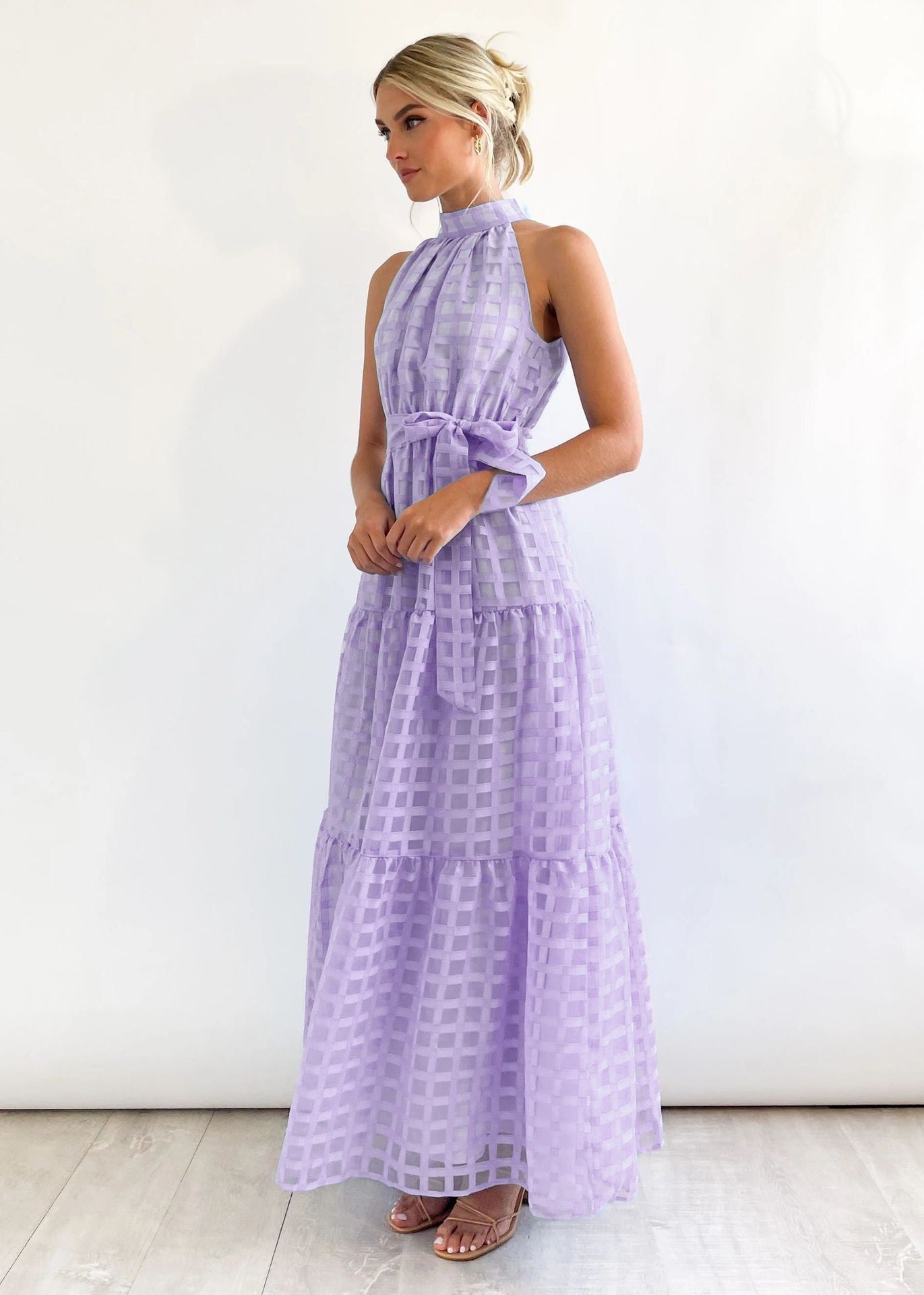 ZERA | PATTERNED FABRIC PUFF SLEEVE MIDI DRESS.