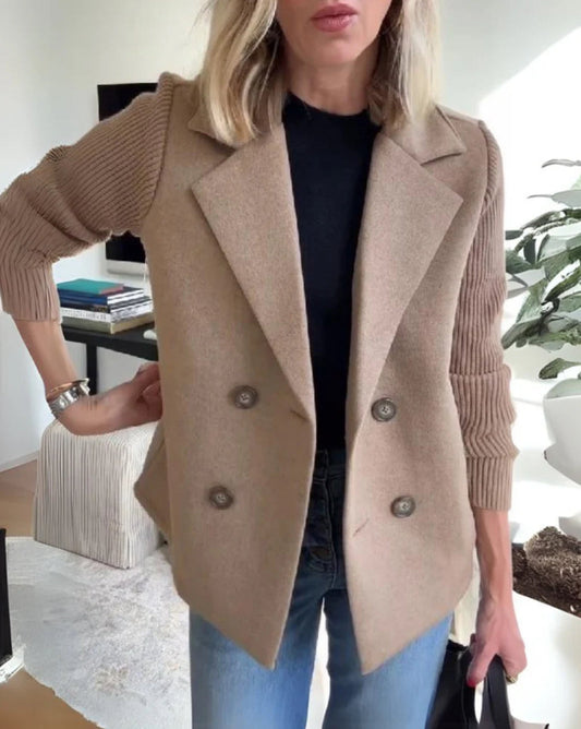 Lenora Chic Knit-Sleeve Blazer