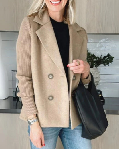 Lenora Chic Knit-Sleeve Blazer