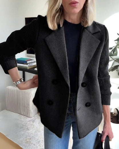 Lenora Chic Knit-Sleeve Blazer