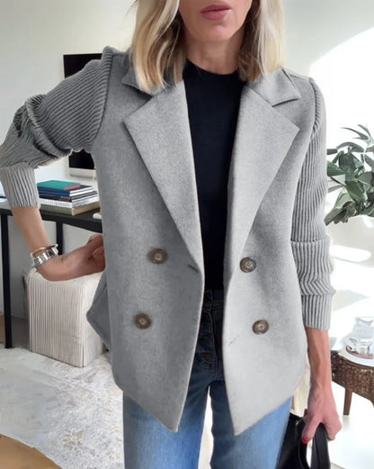 Lenora Chic Knit-Sleeve Blazer