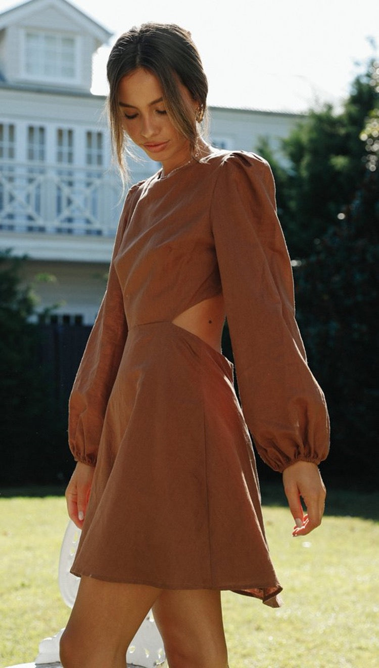 Rose Radiance Puff Sleeve Mini Dress