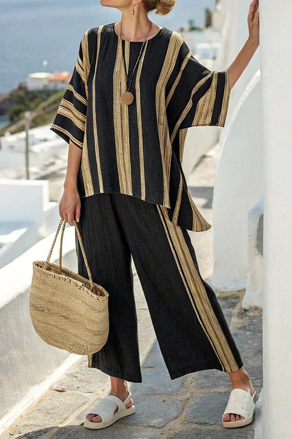 Chara Coastal Stripe Relaxed Two-Piece Set