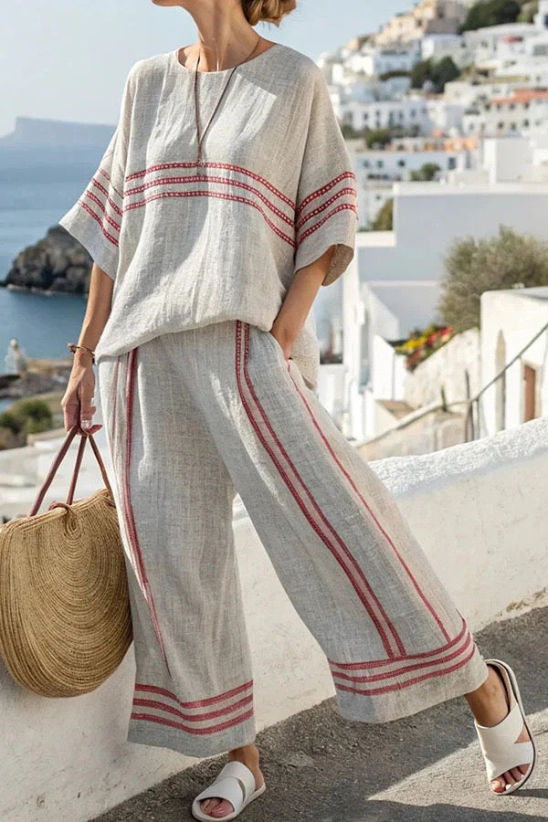 Chara Coastal Stripe Relaxed Two-Piece Set
