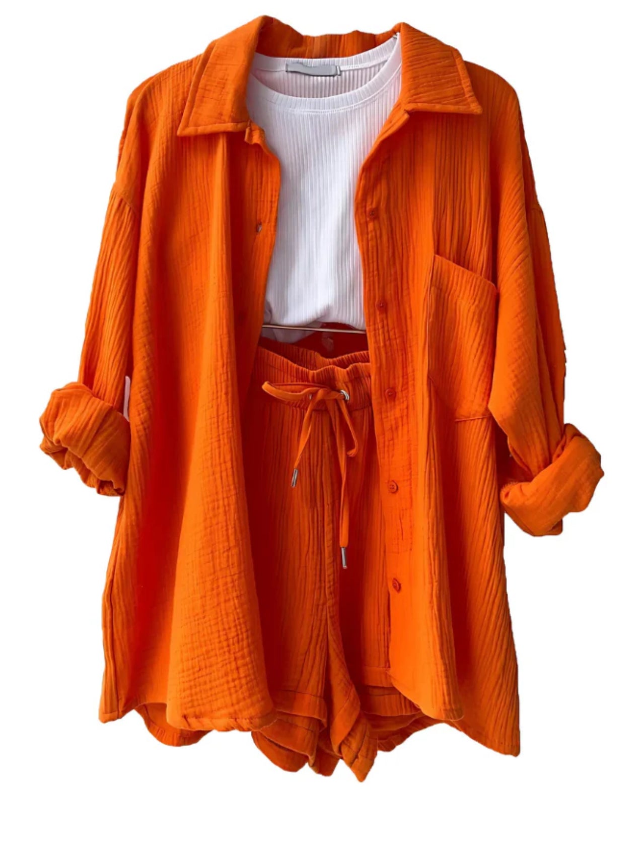 MAYLEE - COTTON BUTTON-UP SHORTS SET