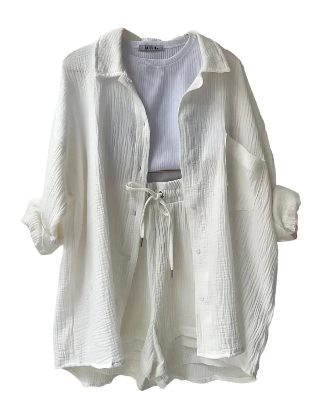 MAYLEE - COTTON BUTTON-UP SHORTS SET