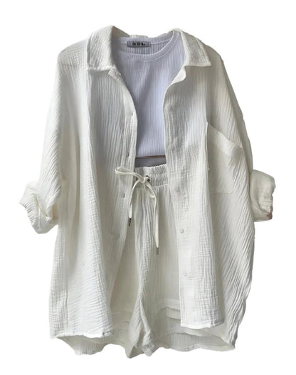 MAYLEE - COTTON BUTTON-UP SHORTS SET