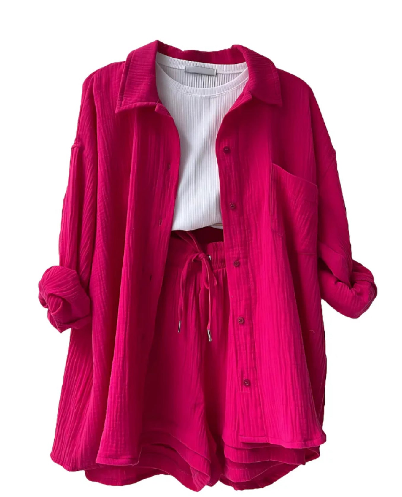 MAYLEE - COTTON BUTTON-UP SHORTS SET