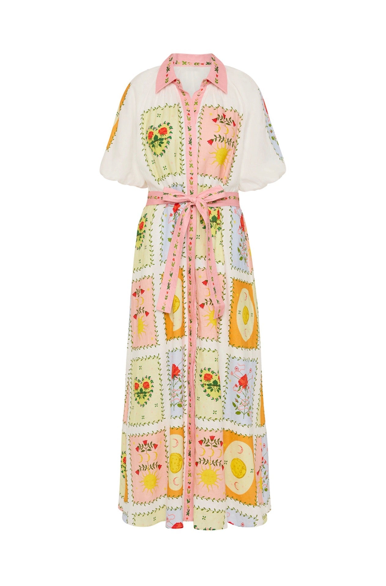 Boho Bloom Linen Patchwork Maxi Dress