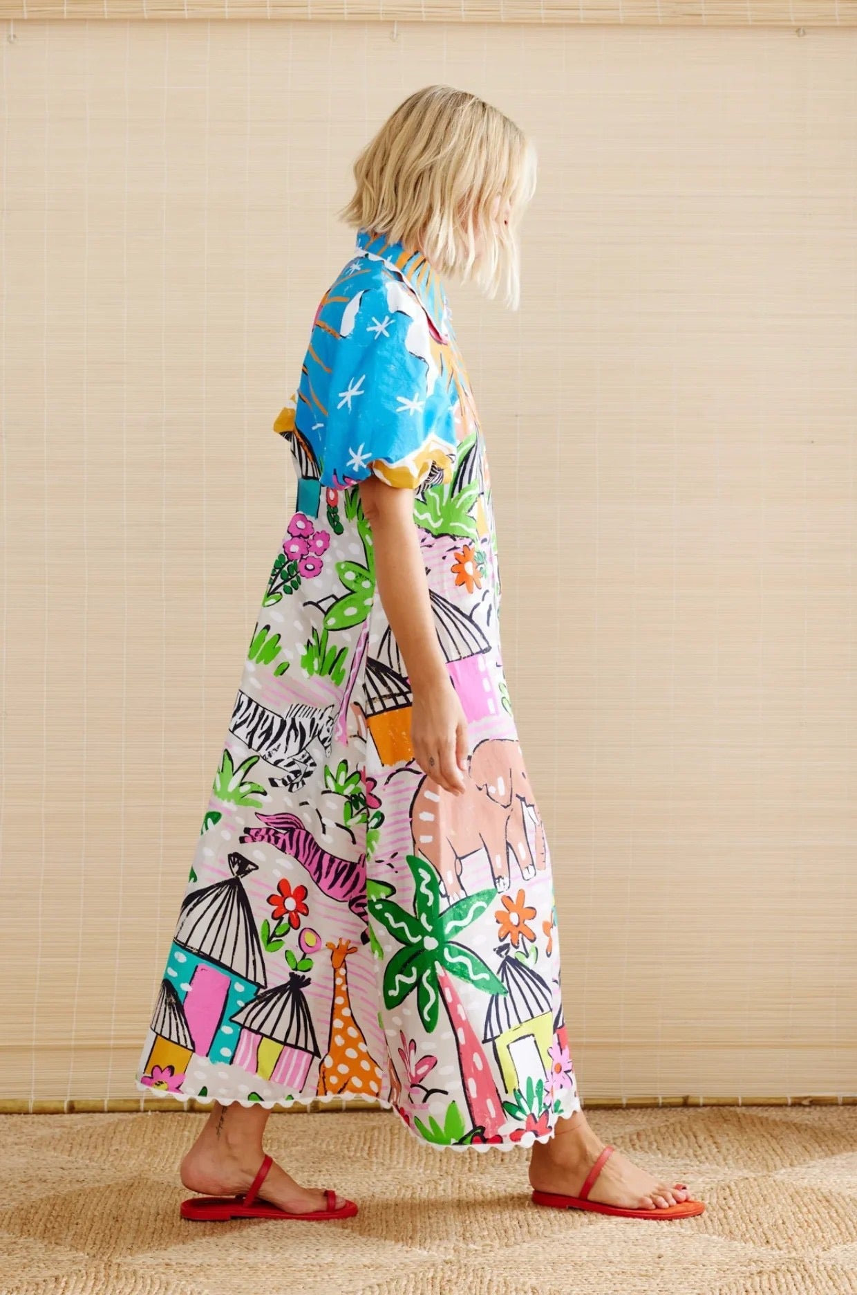 Savanna Bloom Illustrated Shirt Dress
