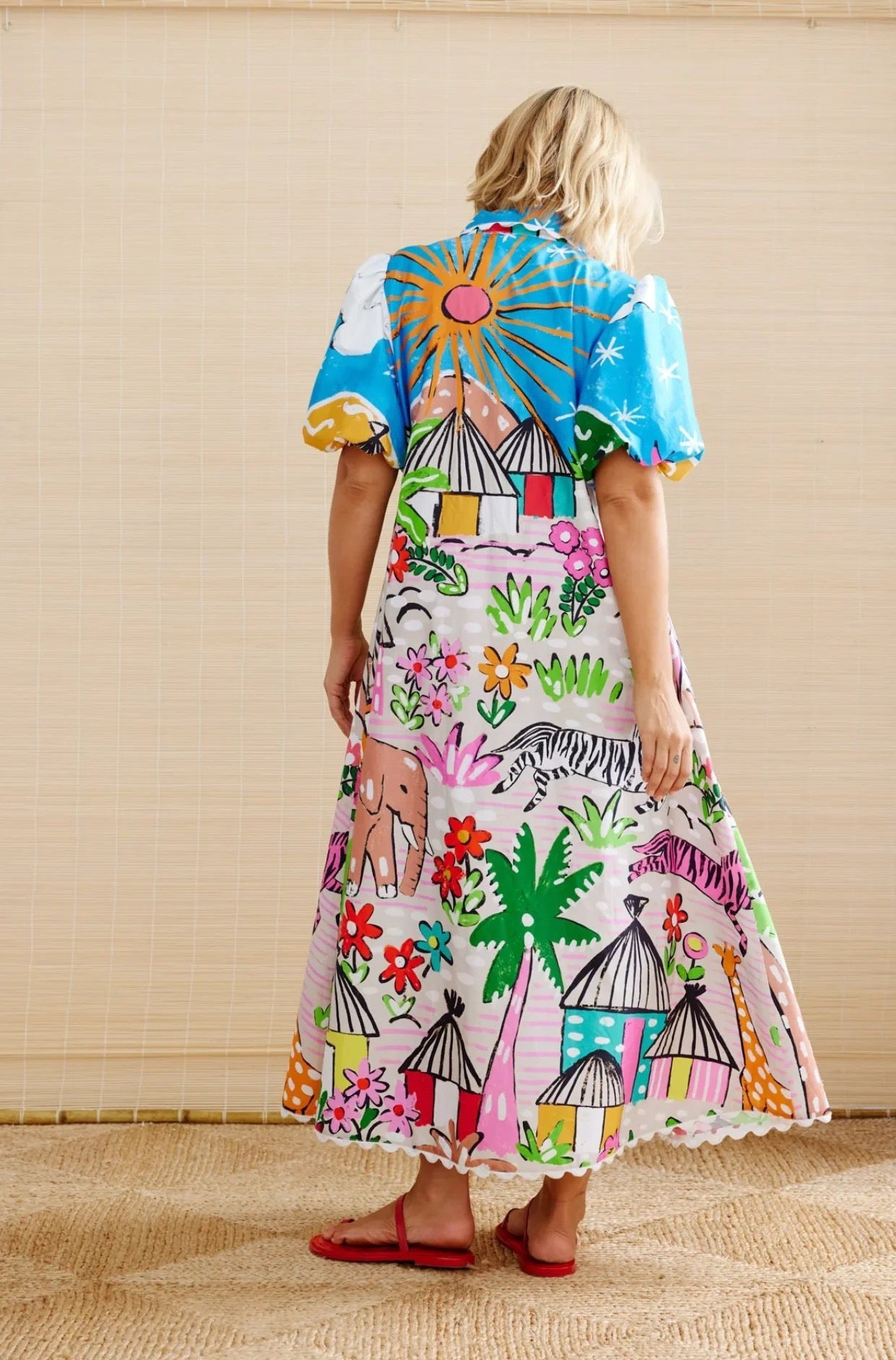 Savanna Bloom Illustrated Shirt Dress