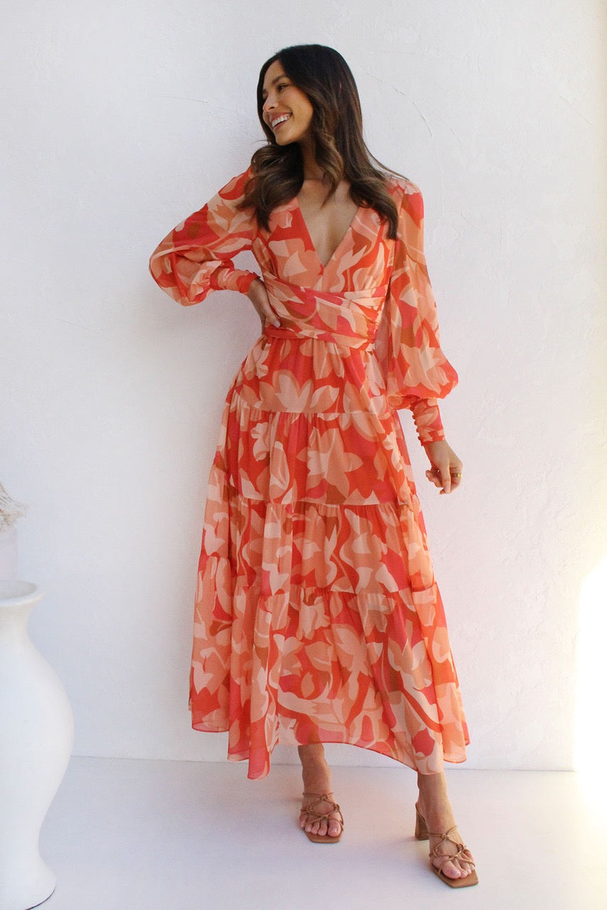 Elegant Floral V-Neck Maxi Dress