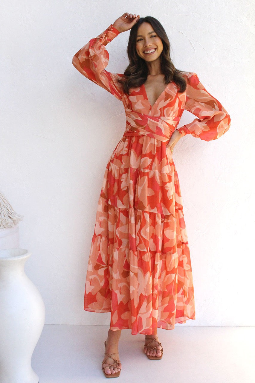 Elegant Floral V-Neck Maxi Dress