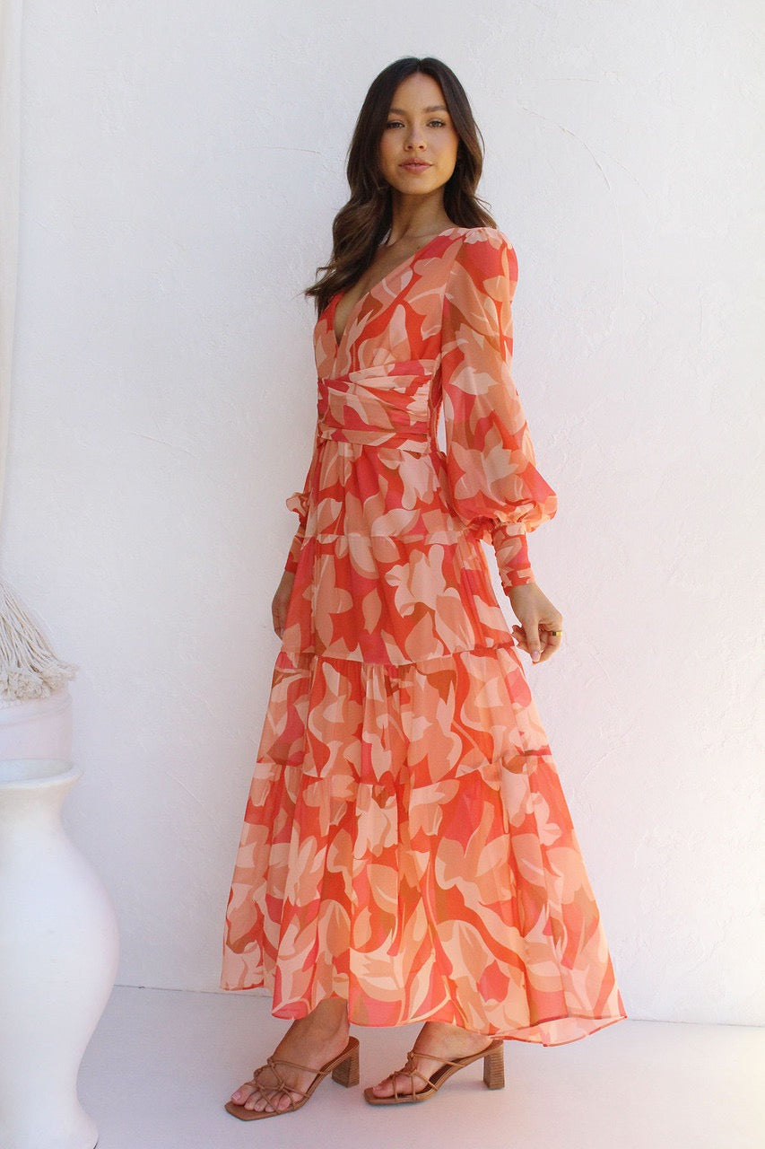 Elegant Floral V-Neck Maxi Dress