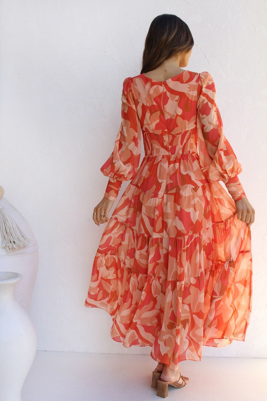 Elegant Floral V-Neck Maxi Dress