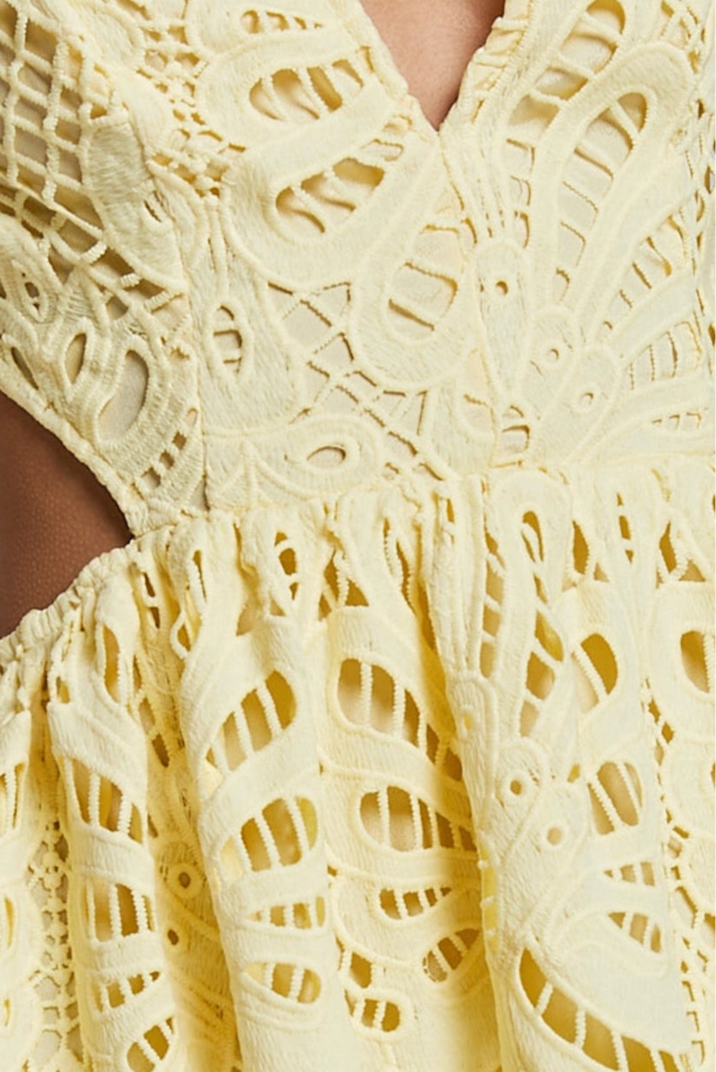 LACE V-NECK CUT-OUT MIDI DRESS