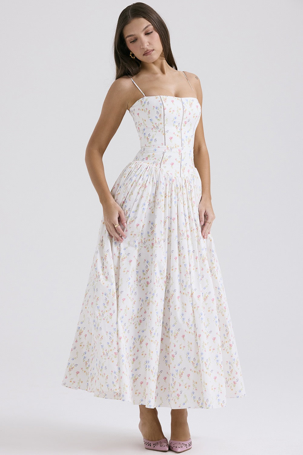 Lilac Garden Corset Maxi Dress