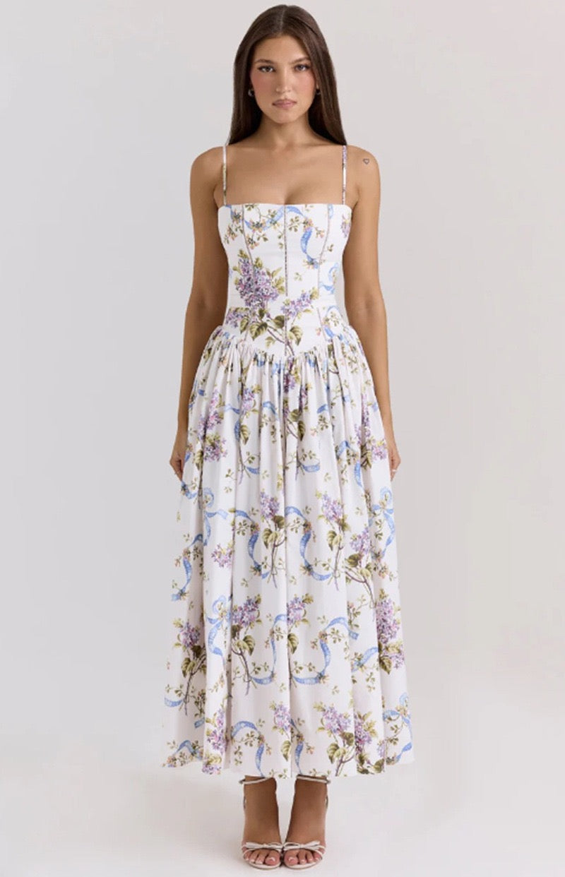 Lilac Garden Corset Maxi Dress