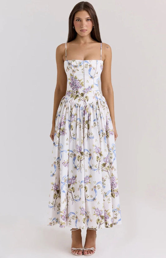 Lilac Garden Corset Maxi Dress
