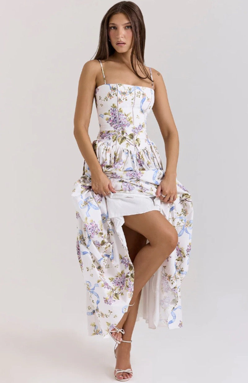 Lilac Garden Corset Maxi Dress