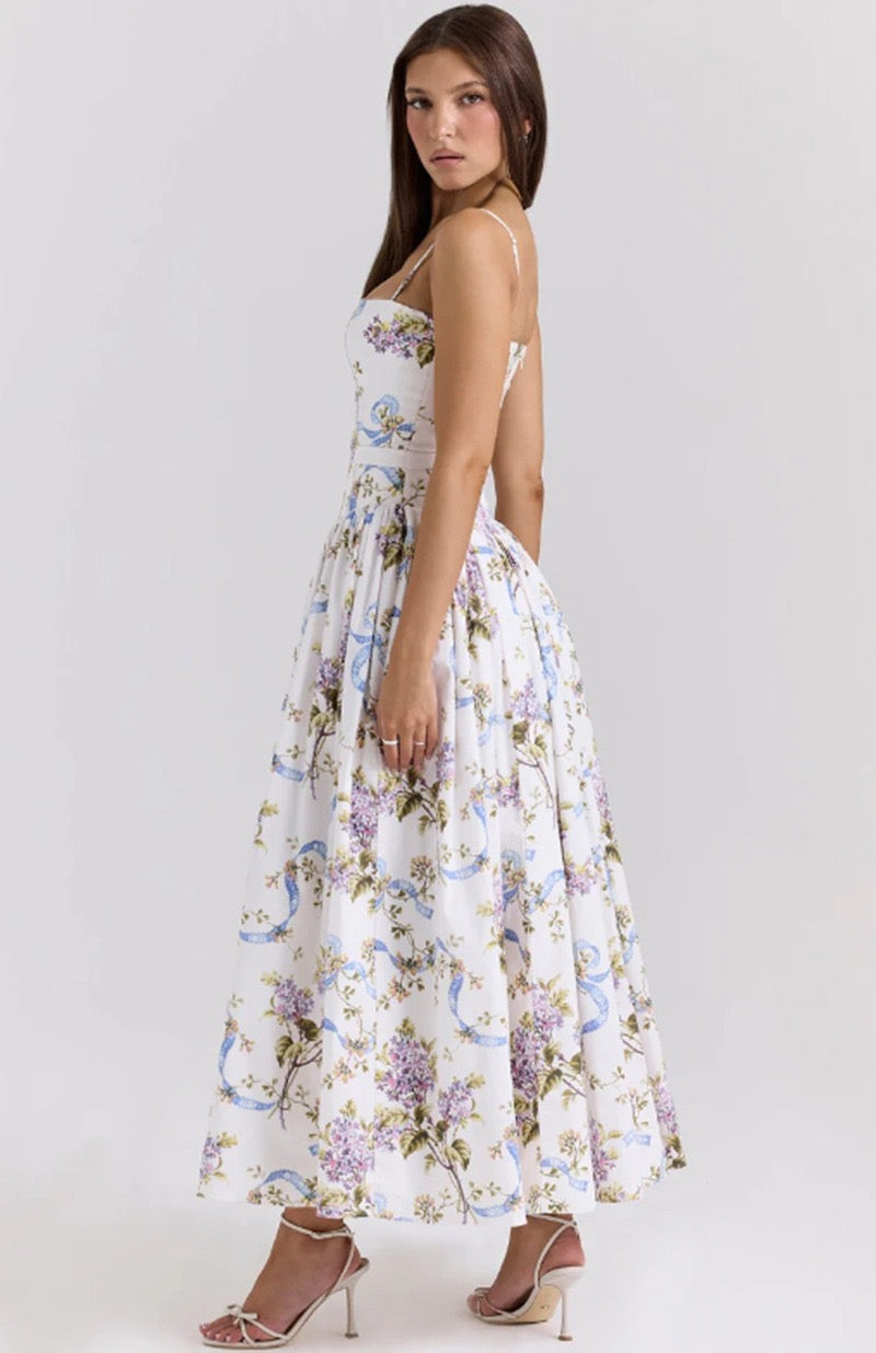 Lilac Garden Corset Maxi Dress