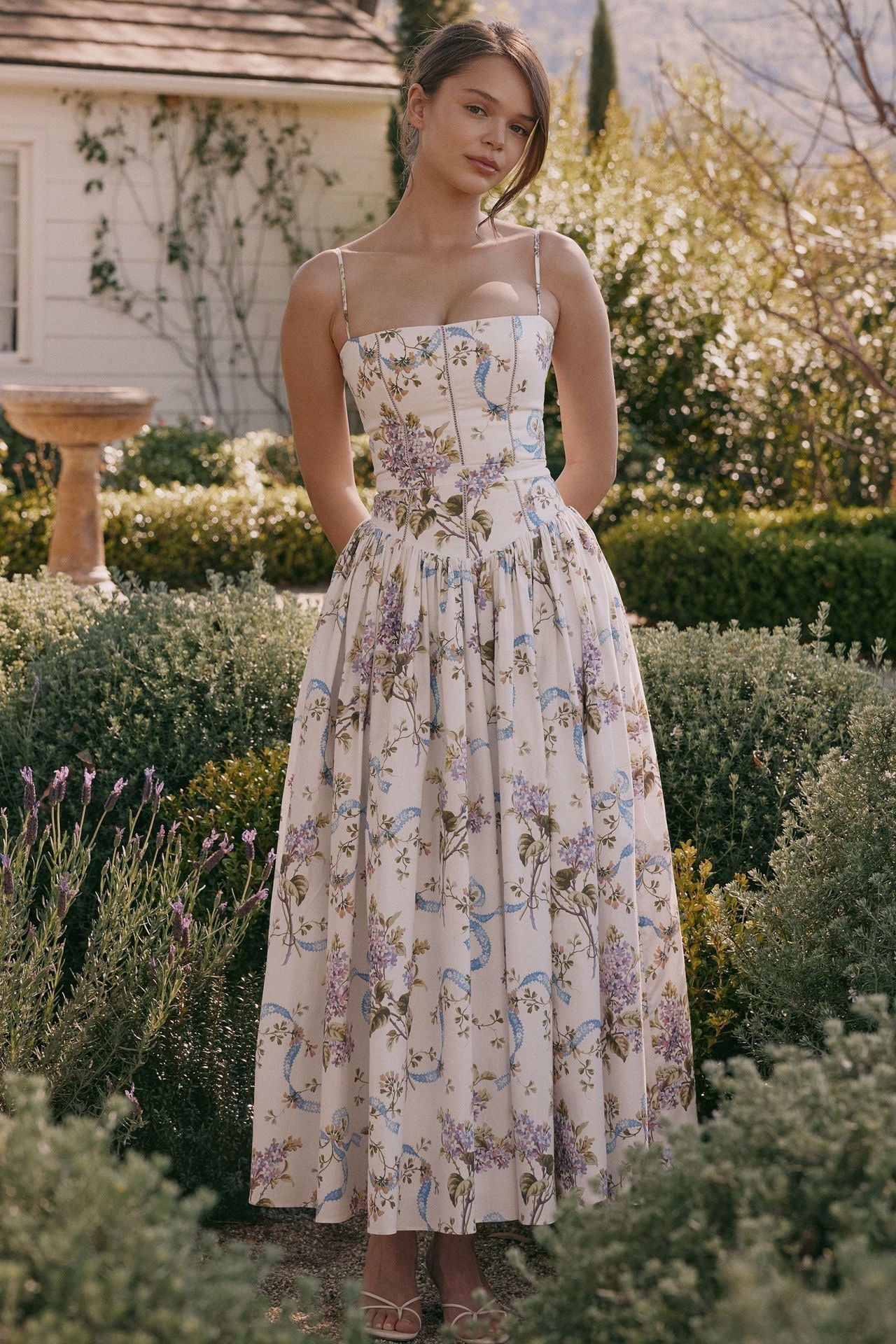 Lilac Garden Corset Maxi Dress