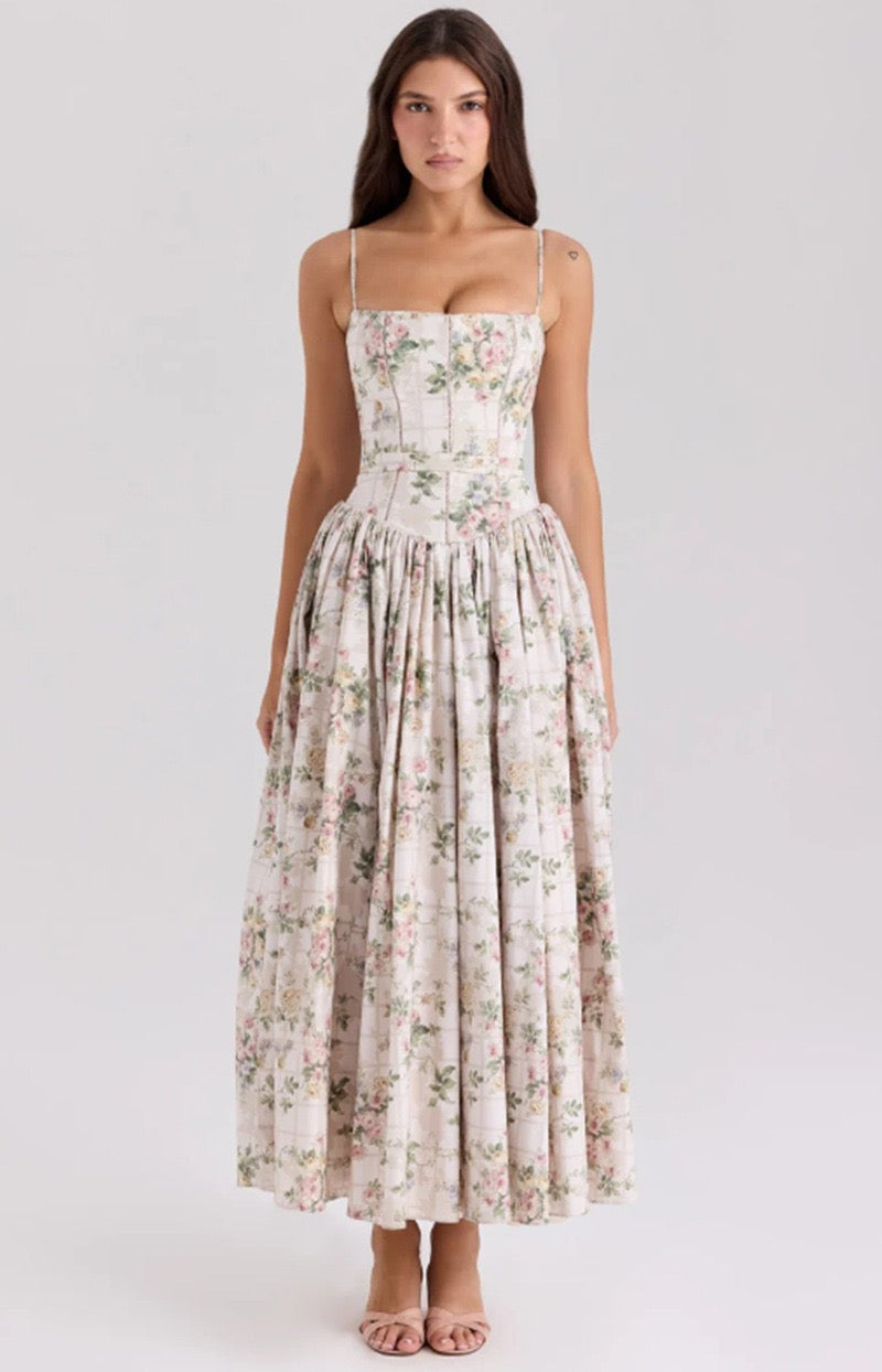 Lilac Garden Corset Maxi Dress