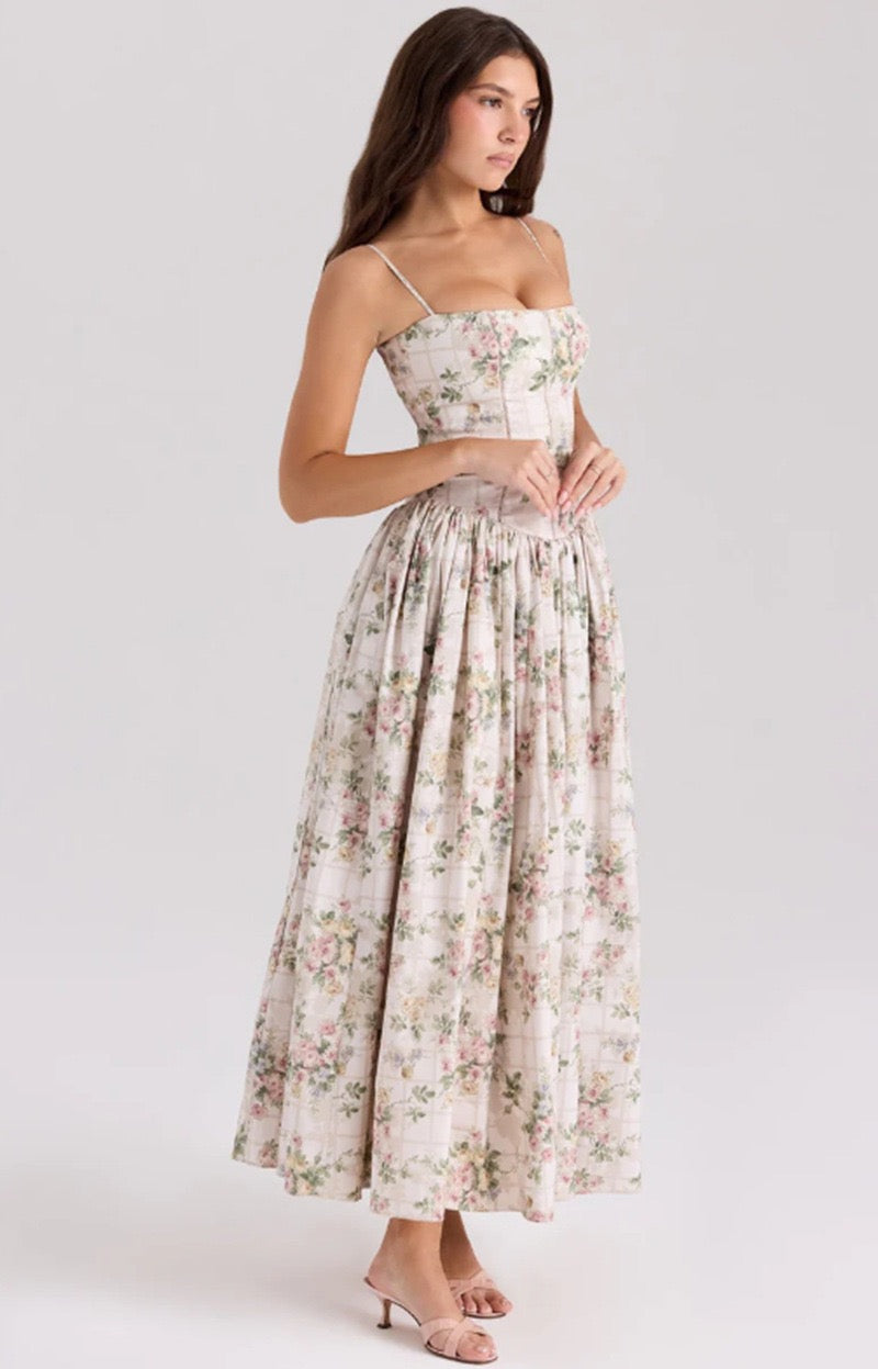 Lilac Garden Corset Maxi Dress