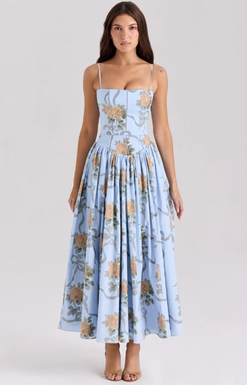 Lilac Garden Corset Maxi Dress