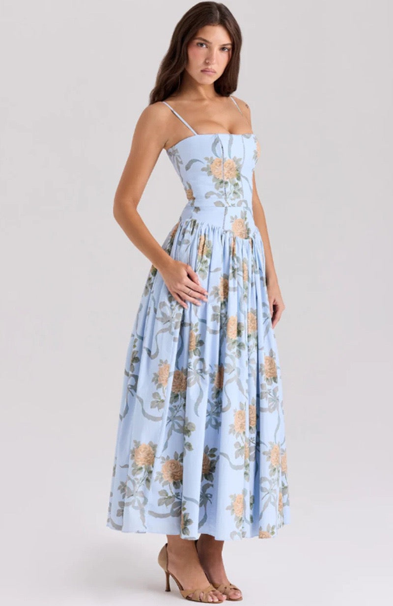 Lilac Garden Corset Maxi Dress