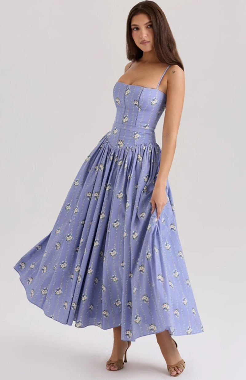 Lilac Garden Corset Maxi Dress