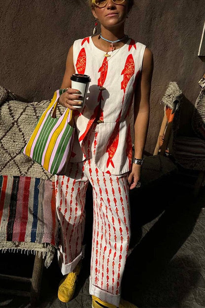 Crimson Koi Relaxed Fit Two-Piece Set